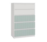MILAN - Commode moderne 5 tiroirs - 70x40x109.5 cm - Meuble de rangement pour enfant - Banc et vert