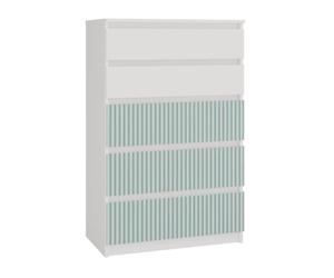 MILAN - Commode moderne 5 tiroirs - 70x40x109.5 cm - Meuble de rangement pour enfant - Banc et vert