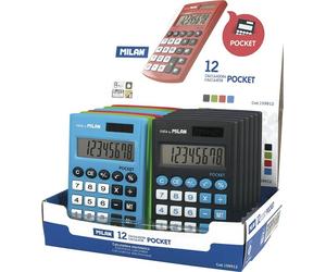 Milan Displaybox 12 Calculatrice 8 chiffres format de poche Argent Argent One Size