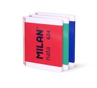 MILAN Lot de 3 cahiers A4 à spirale et couverture rigide, papier quadrillé, 80 feuilles de 95 g/m², collection Nata 624 since 1918