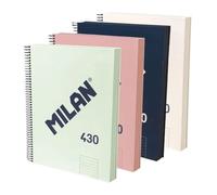 MILAN® Lot de 4 cahiers A4 avec couverture rigide, papier ligné (7 mm), 120 feuilles de 95 g/m², collection gomme 430