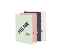 MILAN Lot de 4 cahiers A5 collés, papier ligné (7 mm), 48 feuilles de 95 g/m², collection 430 since 1918