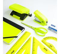 MILAN® Pack règles dessin technique, agrafeuse, perforatrice, ciseaux bureau et cahier, série Acid jaune
