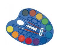 Milan Palette Of 12 Watercolour Tablet Ø With 2 Brushes And White Tube 45 Mm Bleu Enfants