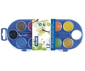 MILAN- Palette de 12 pastilles d'aquarelles Ø30 mm avec Pinceau