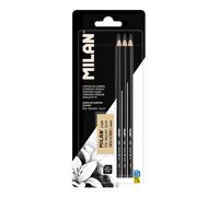 Milan Set De 3 Crayons Fusain Et Gomme Mastergum