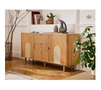 Milazzo - buffet bas - bois plaqué chêne et cannage - 3 tiroirs et 2 portes - 160 cm - Bois