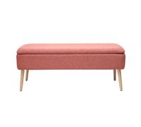 Miliboo Banc Coffre en Tissu Effet Velours texturé Terracotta et Bois Clair Massif L120 cm Lars