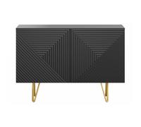 Buffet design gravé noir et métal doré 2 portes L107 cm OZEN