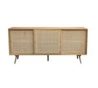 Buffet en bois manguier massif et cannage rotin 3 portes coulissantes L180 cm ACANGE