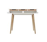 Miliboo Bureau avec rangements scandinave Bois Clair et Blanc L110 cm OPUS