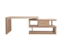 Bureau modulable design avec rangements 2 tiroirs bois clair L140-218 cm MAX
