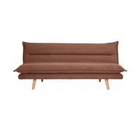 Canapé convertible 3 places en tissu chenille terre brûlée et bois clair BINGO