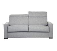 Canapé convertible avec têtières ajustables 3 places en tissu gris clair avec matelas 18 cm NORO