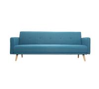 Canapé convertible scandinave 3 places en tissu bleu et bois clair ULLA