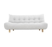 Canapé convertible scandinave 3 places en tissu gris clair et bois clair YUMI