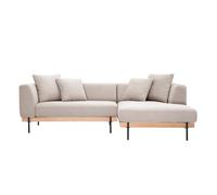 Canapé d'angle droit 4 places en tissu chenille beige et métal noir IVAR