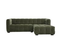 Miliboo - Canapé d'angle droit design 3 places en tissu effet velours vert kaki CORTO