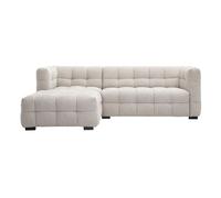 Canapé d'angle gauche design 3 places en tissu effet velours texturé beige CORTO