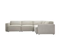 Miliboo - Canapé d'angle modulable 5 places en tissu effet velours texturé beige SPLIT