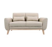 Miliboo Canapé scandinave 2 Places en Tissu Beige et Bois Clair EKTOR