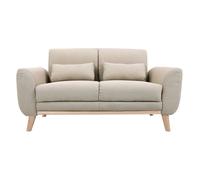 Canapé scandinave 2 places en tissu beige et bois clair EKTOR
