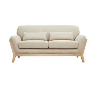 Canapé scandinave 2 places en tissu beige et bois clair YOKO