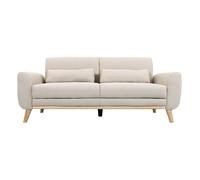 Miliboo - Canapé scandinave 3 places en tissu beige et bois clair EKTOR
