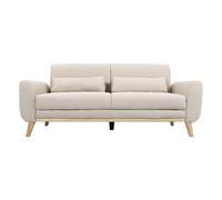 Miliboo Canapé scandinave 3 Places en Tissu Beige et Bois Clair EKTOR