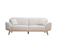 Canapé scandinave 3 places en tissu effet velours texturé beige et bois clair FREEMA