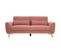 Miliboo - Canapé scandinave 3 places en tissu effet velours texturé terracotta et bois clair EKTOR
