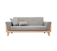 Canapé scandinave 3 places en tissu gris et bois clair FJORD