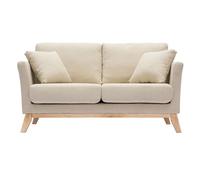 Miliboo - Canapé scandinave déhoussable 2 places en tissu beige et bois clair OSLO