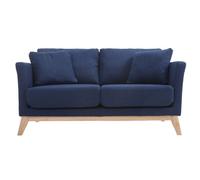 Miliboo Canapé scandinave déhoussable 2 Places en Tissu Bleu foncé et Bois Clair Oslo