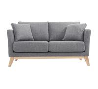 Miliboo Canapé scandinave déhoussable 2 Places en Tissu Gris Clair et Bois Clair Oslo