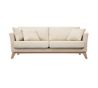Miliboo - Canapé scandinave déhoussable 3 places en tissu beige et bois clair OSLO