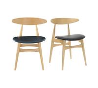 Miliboo - Chaises scandinaves en bois clair et noir (lot de 2) WALFORD