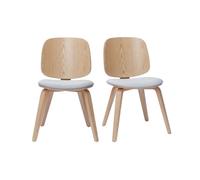 Chaises scandinaves en bois clair et tissu gris clair (lot de 2) BECK