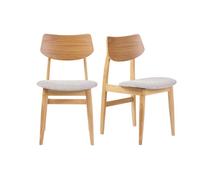 Chaises scandinaves en bois clair et tissu gris clair (lot de 2) ELION