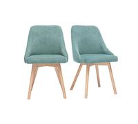Miliboo - Chaises scandinaves en tissu chenille vert céladon et bois clair (lot de 2) HASTA