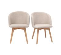 Chaises scandinaves en tissu effet velours beige et bois clair massif (lot de 2) VANITY
