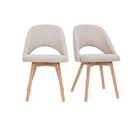 Chaises scandinaves en tissu effet velours texturé beige et bois clair (lot de 2) COSETTE
