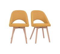 Chaises scandinaves en tissu effet velours texturé jaune moutarde et bois clair (lot de 2) COSETTE