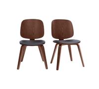 Miliboo - Chaises vintage en bois foncé et noir (lot de 2) BECK
