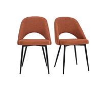 Chaises vintage en tissu effet velours texturé terre brûlée et métal noir (lot de 2) COSETTE