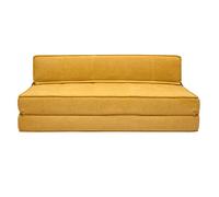 Miliboo - Chauffeuse 2 places convertible en tissu effet velours jaune moutarde KATY