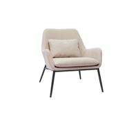 Fauteuil design en tissu effet velours beige et métal noir MAXINE