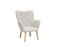 Miliboo Fauteuil Enfant scandinave en Tissu Effet Velours texturé Beige et Bois Clair Baby Bristol