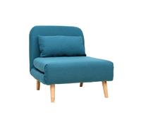 Miliboo - Fauteuil scandinave convertible en tissu bleu canard AMIKO