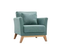 Miliboo - Fauteuil scandinave déhoussable en tissu vert de gris et bois clair OSLO